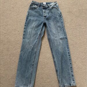 Princess Polly Light Blue Crossover Straight Leg Jeans